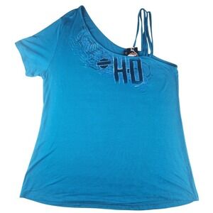 Harley-Davidson Womens Blue Graphic Logo T-Shirt XL 2019 NWT Woodstock NY